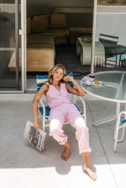 Brooks Pant - Pink Seersucker -Sunreef Bikinis Shop 240514 skatie 1084 Edit