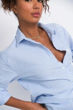 Harper Button Down - Blue Seersucker -Sunreef Bikinis Shop DSC 9224