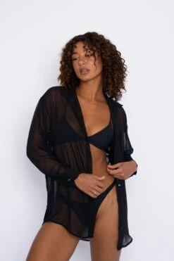Phoenix Button Down Chiffon - Black -Sunreef Bikinis Shop SKATIE Blackrestock 51