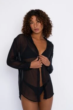 Phoenix Button Down Chiffon - Black -Sunreef Bikinis Shop SKATIE Blackrestock 53
