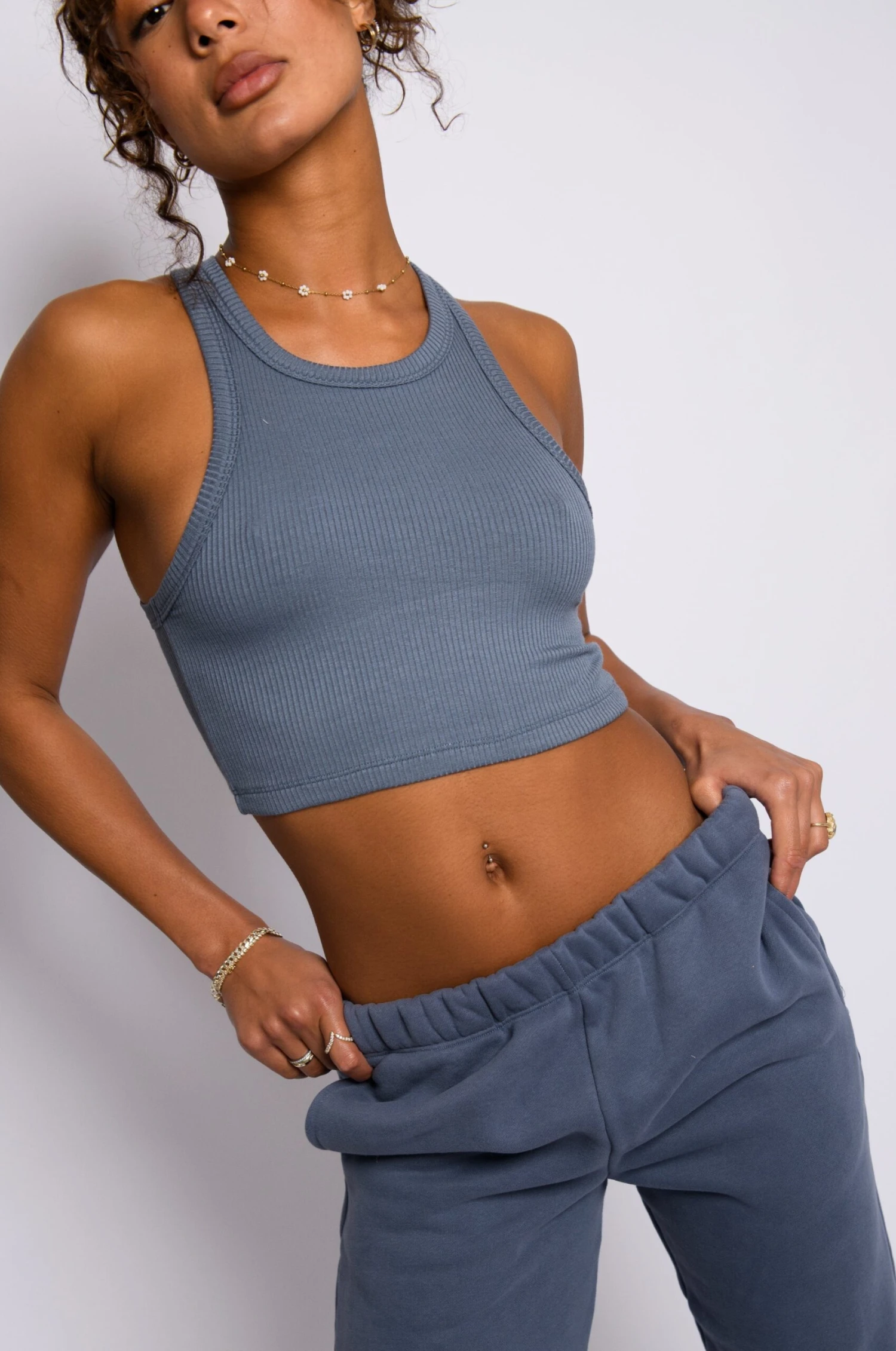 Monica Crop Ribbed - Denim 3 Monica Crop Ribbed - Denim