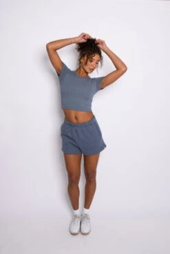 Baby Tee Ribbed - Denim -Sunreef Bikinis Shop SKATIE Denim 160