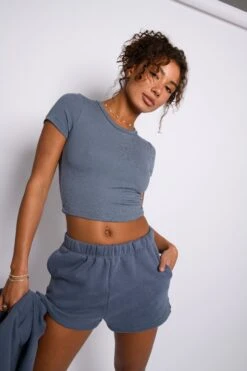 Baby Tee Ribbed - Denim -Sunreef Bikinis Shop SKATIE Denim 166