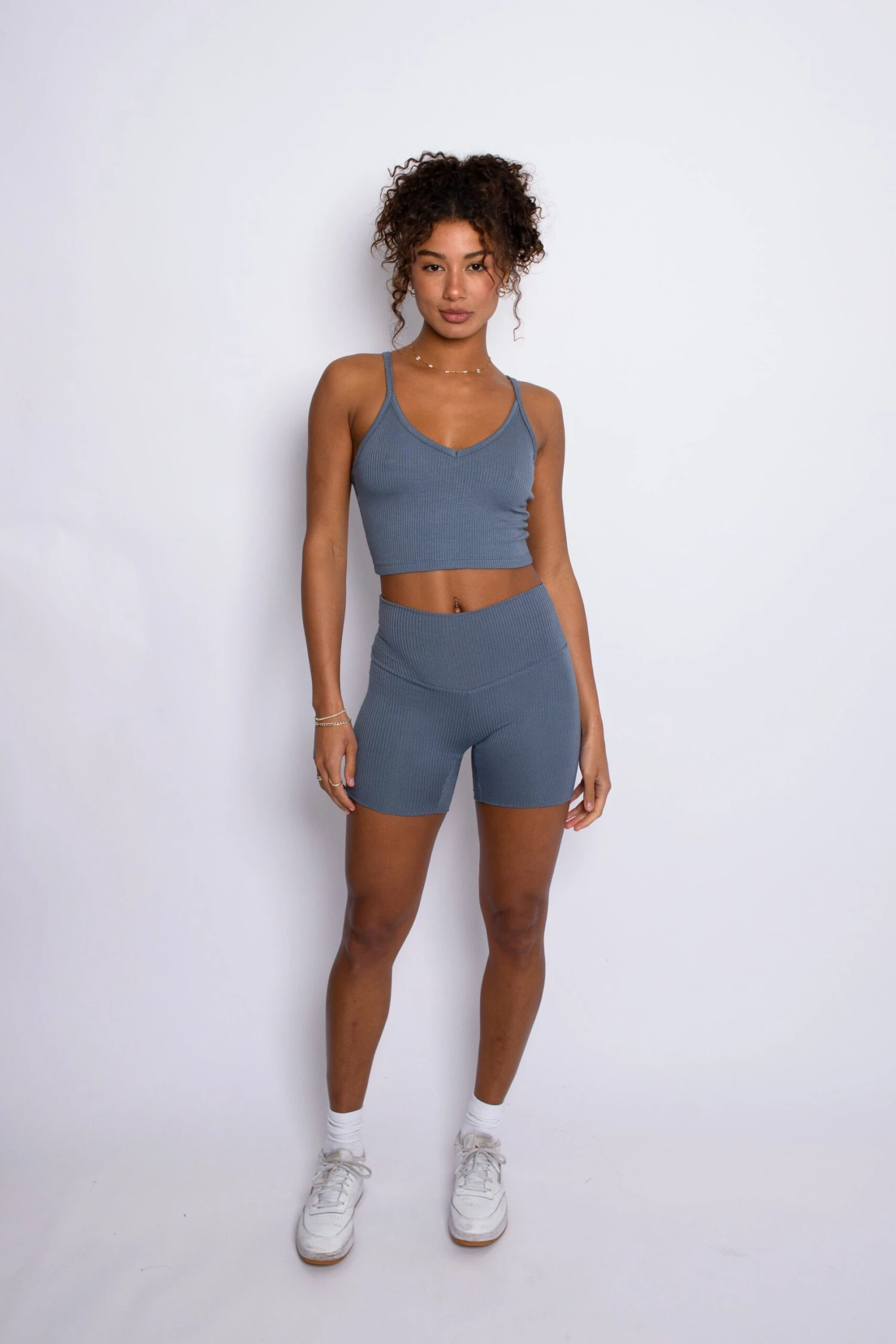 Ribbed Bike Short - Denim 6 Ribbed Bike Short - Denim - Image 4