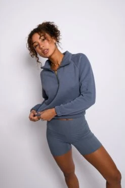 Ribbed Bike Short - Denim