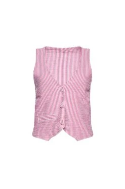 Beau Vest - Pink Seersucker