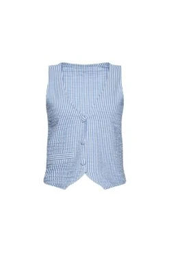 Beau Vest - Blue Seersucker