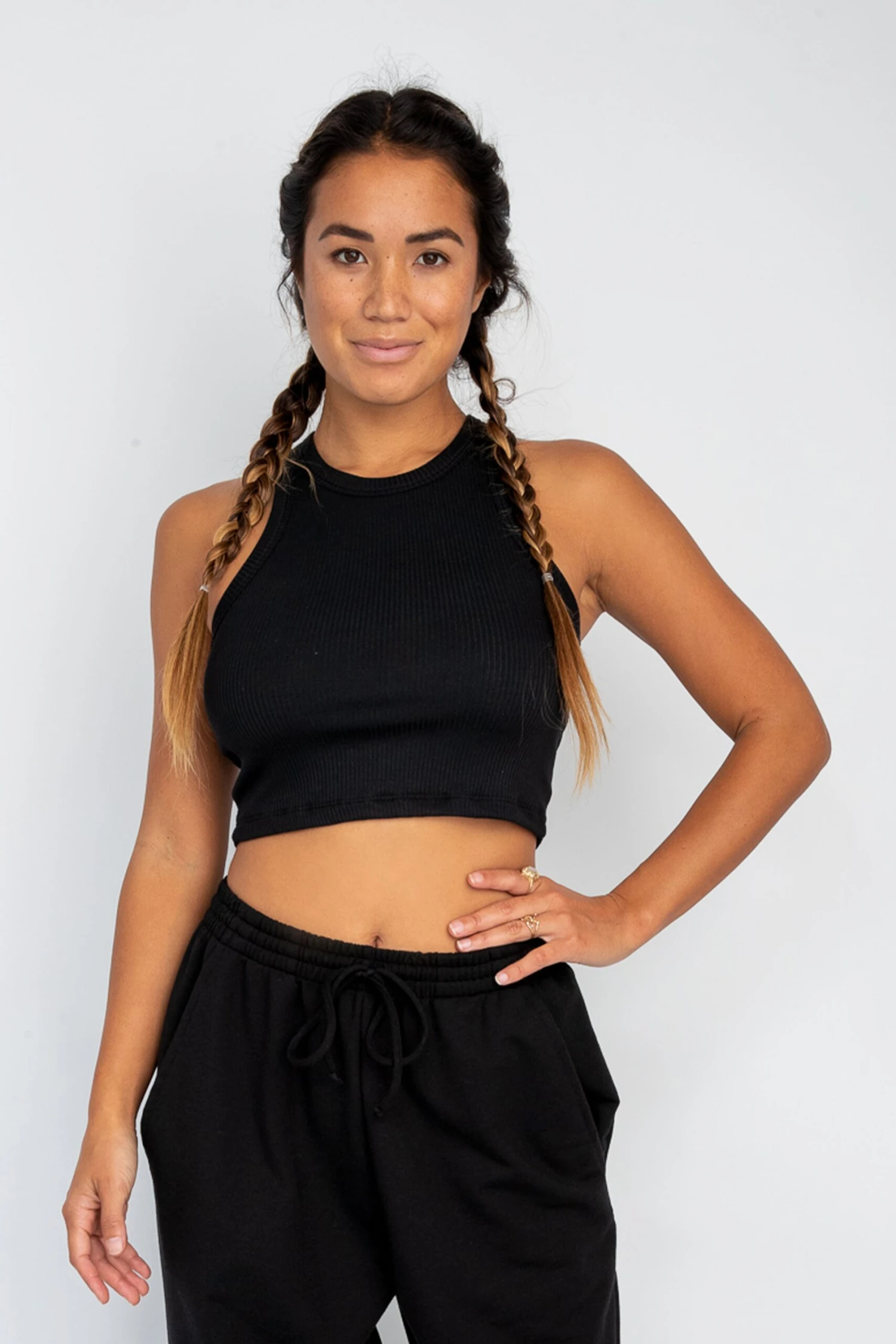 Monica Crop Ribbed - Black 3 Monica Crop Ribbed - Black